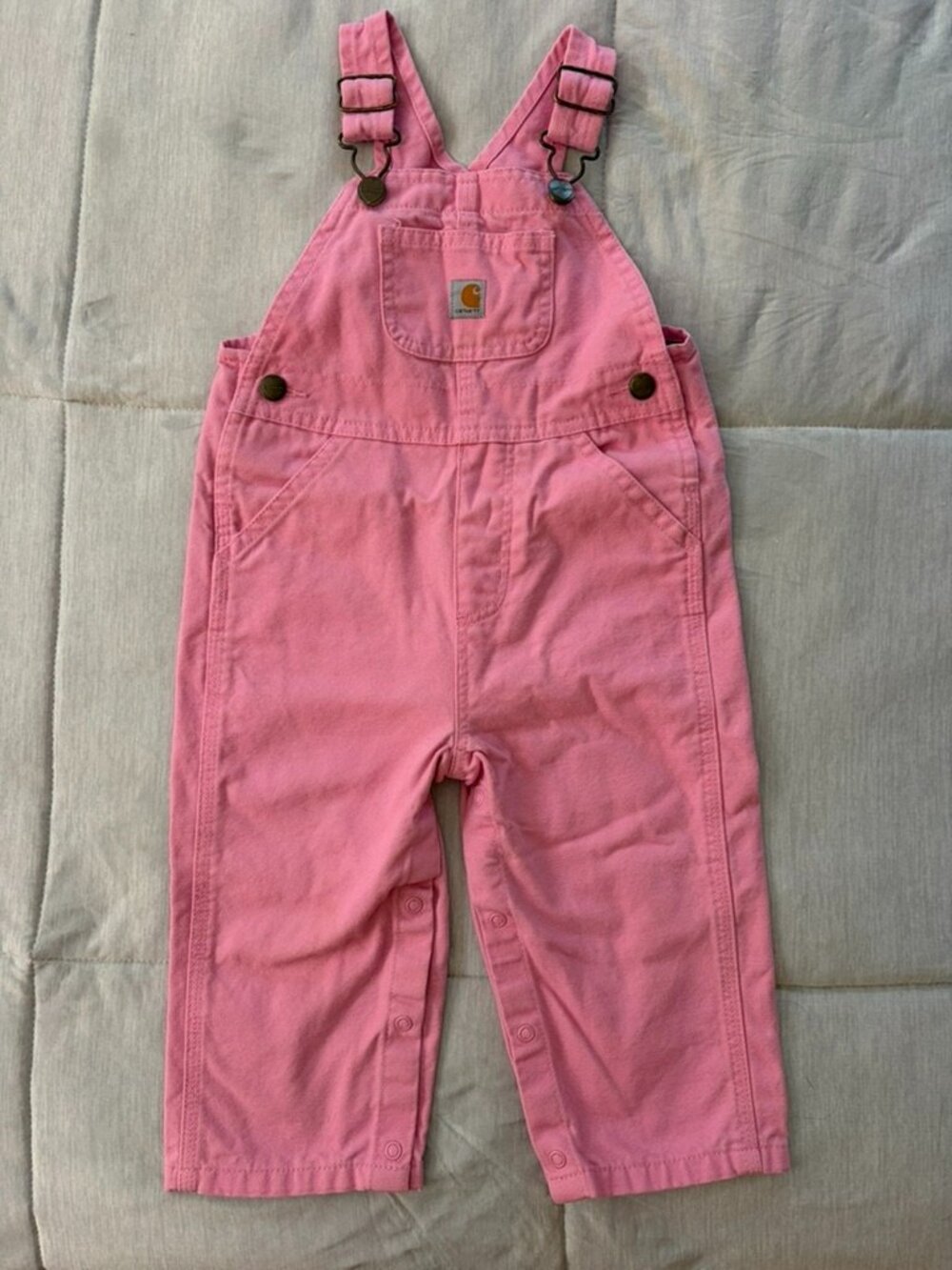 Carhartt Baby/Toddler Girls Workwear Pink Canvas Bib Overalls Size 18 months